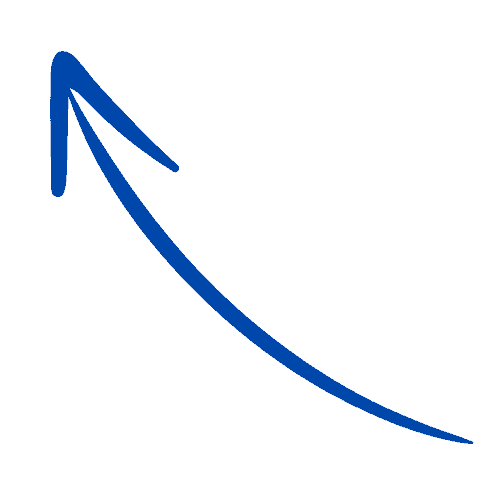 A blue arrow curving upwards to the left on a white background.